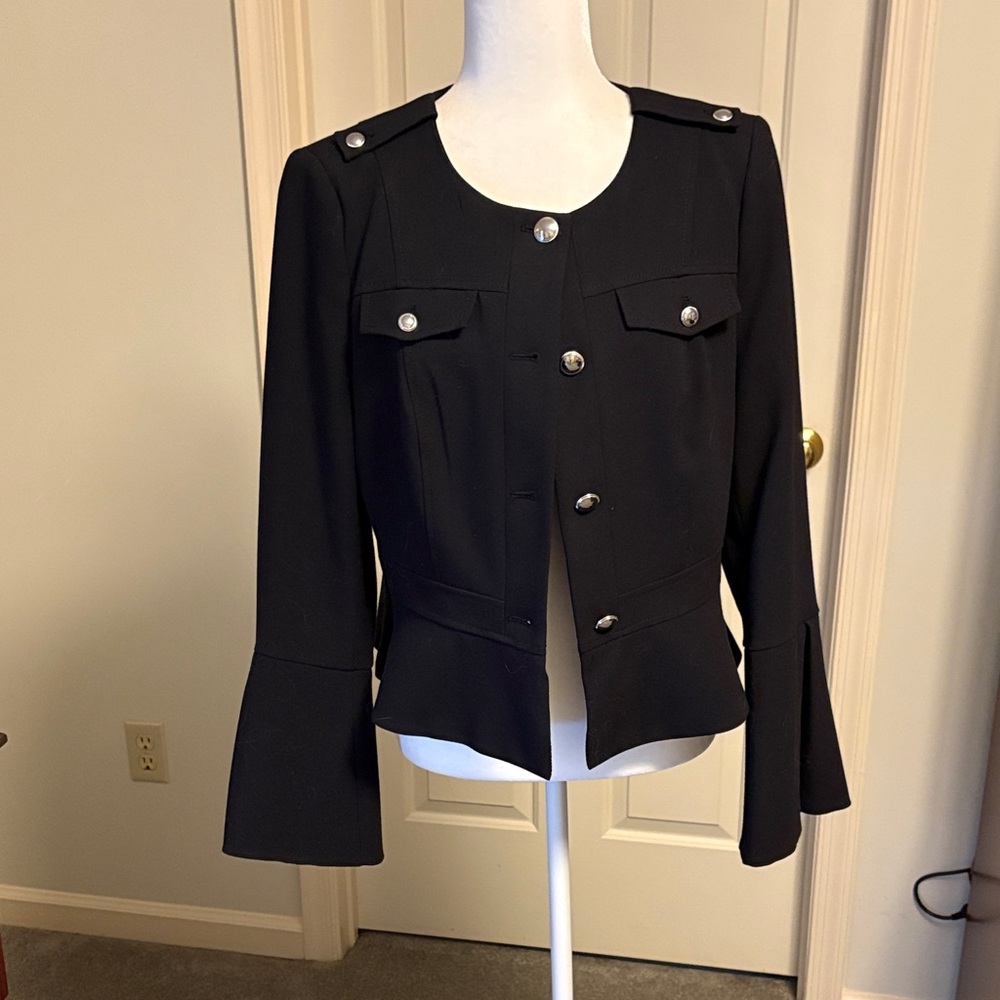 White House Black Market Black Blazer with Silver Buttons